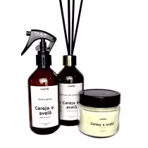 Imagem do produto Kit Vela, Home spray e Difusor de ambientes Cereja e Avelã vidro 200ml