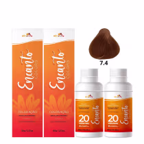 Imagem do produto Kit Beleza Ruiva Encanto Colors 7.4 e Oxigenada 20vol 6% - Duas Unidades
