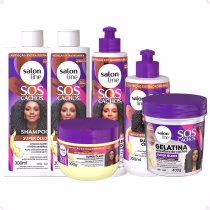 Imagem do produto Kit Salon Line SOS Cachos Super Óleos: Shampoo 300ml e Condicionador 200ml + Creme Para Pentear 300ml, Ativador de Cachos 300ml, Máscara de Tratamento
