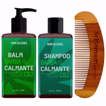 Imagem do produto Kit Balm e Shampoo Para Barba CB2 e Pente Curvo Don Alcides
