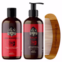 Imagem do produto Kit Shampoo Balm 450ml Barba Negra e Pente Curvo Don Alcides