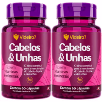Imagem do produto KIT COM 2 CABELOS E UNHAS RICO EM VITAMINAS E MINERAIS 60 CAPSULAS CADA FRASCO – VIDEIRA7