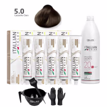 Imagem do produto Itallian Color Kit 5 Tubos Coloração 5.0 + Emulsão Ox 20V 1Lt + Kit Aplicação