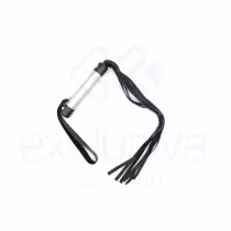 Imagem do produto Chicote com Tiras em Couro e Alça - Cinza | Brasil Fetiche