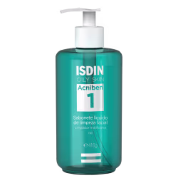 Embalagem em plástico transparente na cor turquesa. Frasco com bomba doseadora branca. Rótulo com o texto em branco e informações de peso líquido de 416g. Cores predominantes são branco e turquesa.