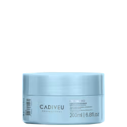 Frasco de máscara condicionadora da linha Cadiveu Professional Hydra Pro, com 200ml, em embalagem de plástico azul claro.