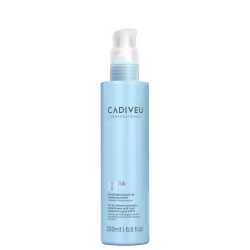 Frasco de leave-in 200ml da linha Hydra Pro da Cadiveu Professional, com embalagem azul claro e rótulo com o nome da marca em branco e cinza. Produto de tratamento capilar leave-in para hidratação, suavidade e proteção térmica até 230°C.
