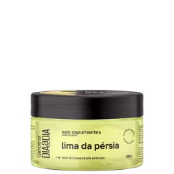 O produto apresentado é um sais espumantes (sabonete em barra) da marca Labotrat, com aroma de lima da pérsia. A embalagem é um pote preto com rótulo amarelo, contendo 280g do produto.