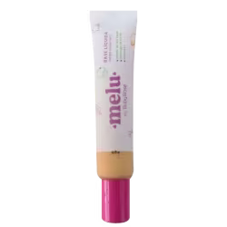 Tubo de creme cosmético com rótulo em tons de rosa e branco, contendo o nome da marca "Mellu" em destaque. O produto parece ser um creme ou loção para cuidados com a pele.