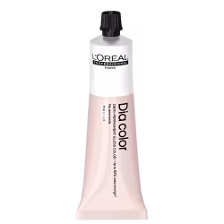 Produto de coloração capilar da linha L'Oréal Professionnel Dia Color. Embalagem em tubo plástico branco com detalhes em preto. Rótulo frontal exibe o logotipo L'Oréal Professionnel e o nome do produto "Dia Color" em letras pretas.