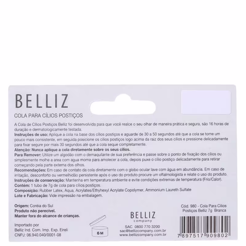 Belliz Branca - Cola para Cílios