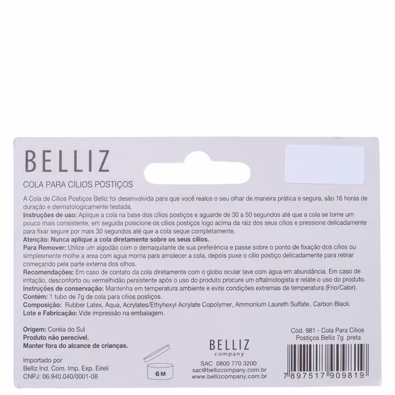 Belliz Preta - Cola para Cílios
