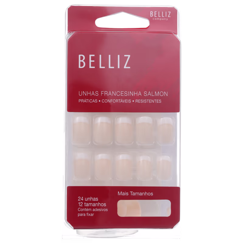 Belliz Francesinha Salmon - Unhas Postiças (24 unidades)