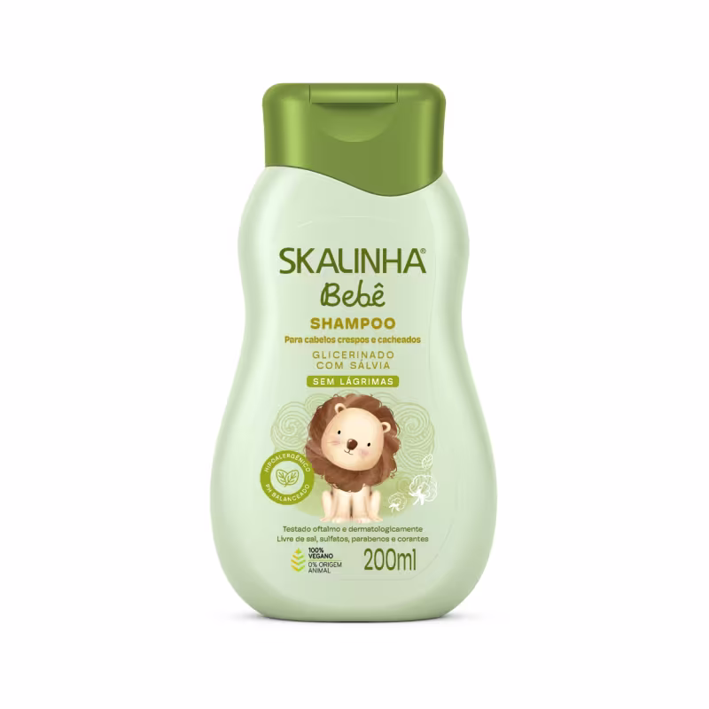 Kit 2 Shampoo Bebê Infantil Sálvia Cacheados Vegano Skalinha