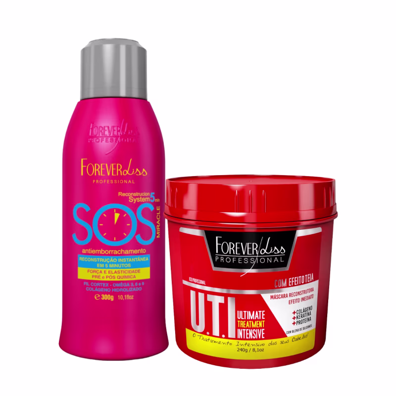 Kit Reconstrutor SOS E Máscara UTI Hidratação Forever Liss