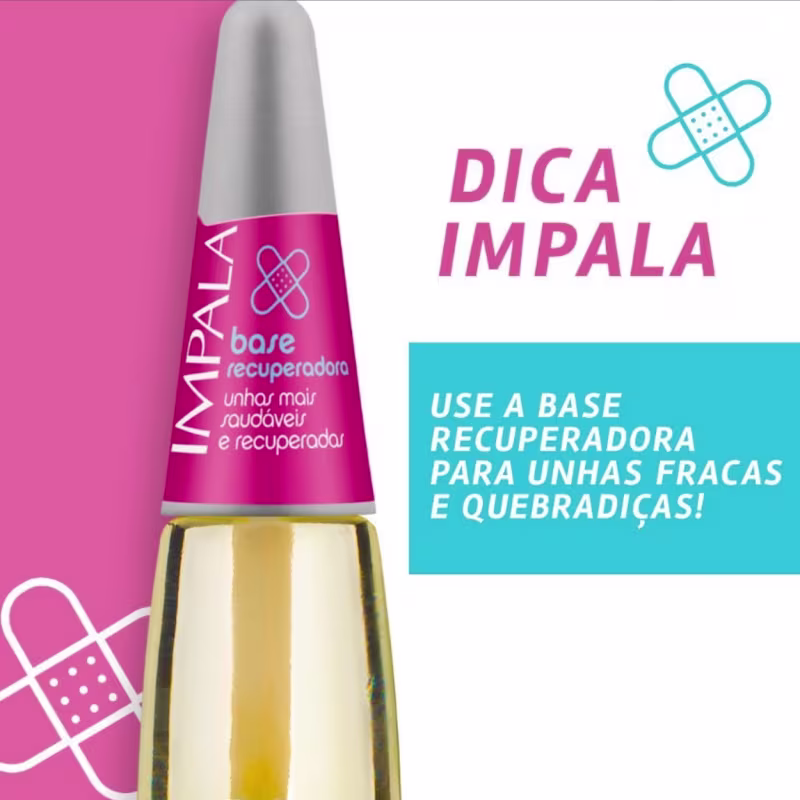 Kit 3 Esmalte Impala Base Recuperadora Tratamento Unha Fraca