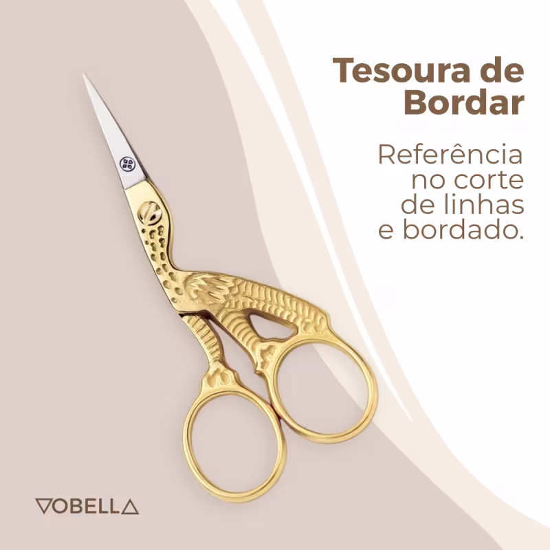 Tesoura De Bordar Costura Pássaro Inox Dourada Mundial 9cm