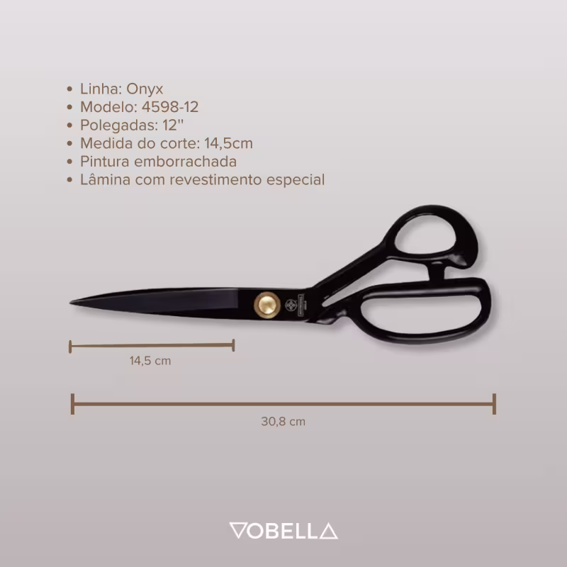 Tesoura Alfaiate Profissional Fio Liso Onyx Mundial 30,5cm