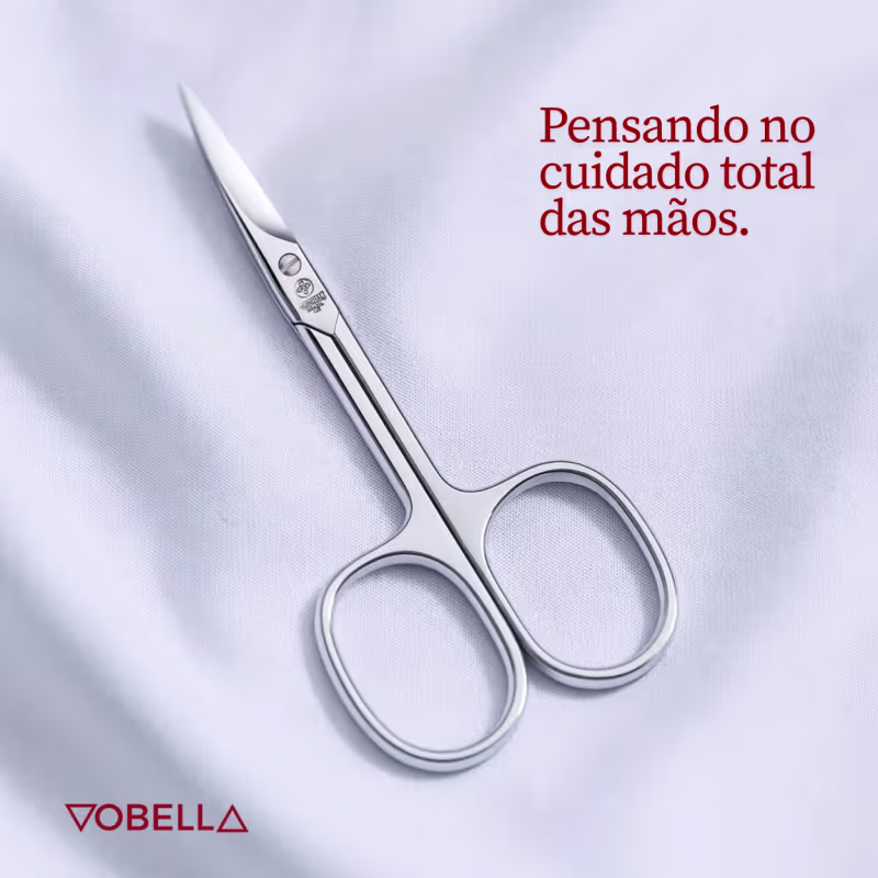 Tesoura Cutícula Unha Curva Classic Aço Inox Mundial 8,9cm