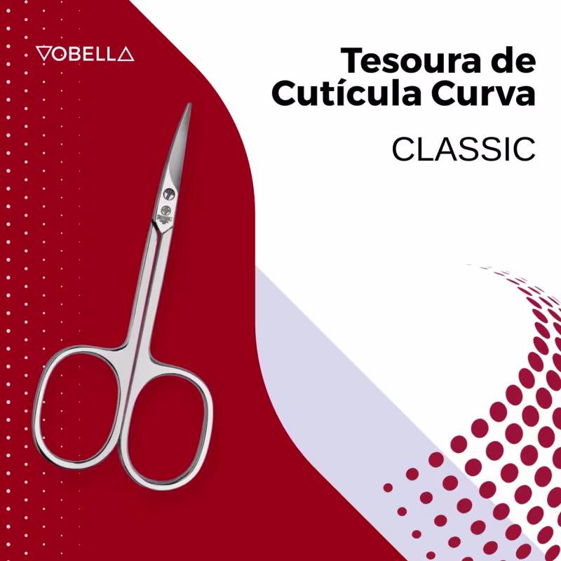 Tesoura Cutícula Unha Curva Classic Aço Inox Mundial 8,9cm