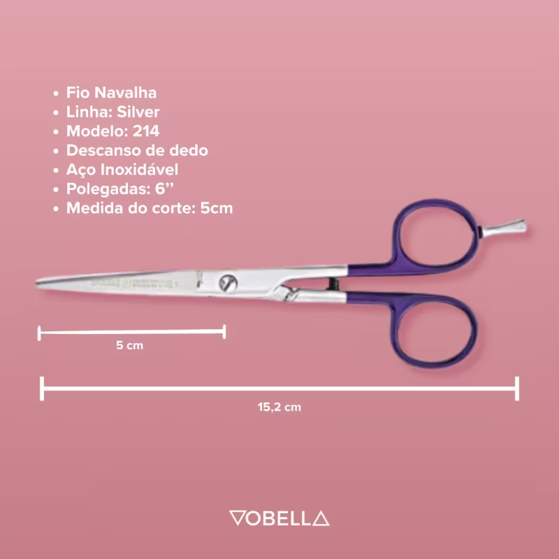 Tesoura Cabelo Profissional Silver Fio Navalha 214 Mundial