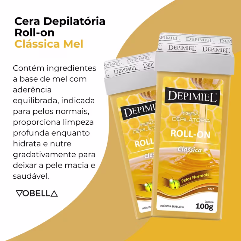 Kit 6 Cera Roll-On Suave e Clássica Mel Depilatória Depimiel