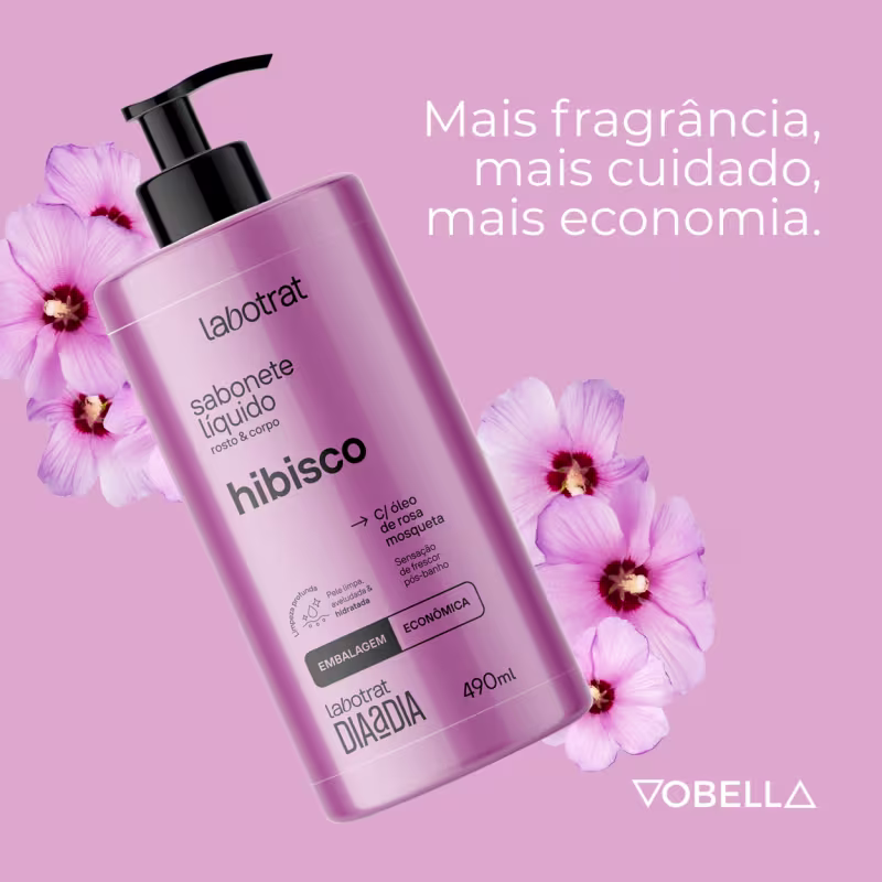 Sabonete Líquido Hibisco Rosto Corpo Hidrata Labotrat 490ml