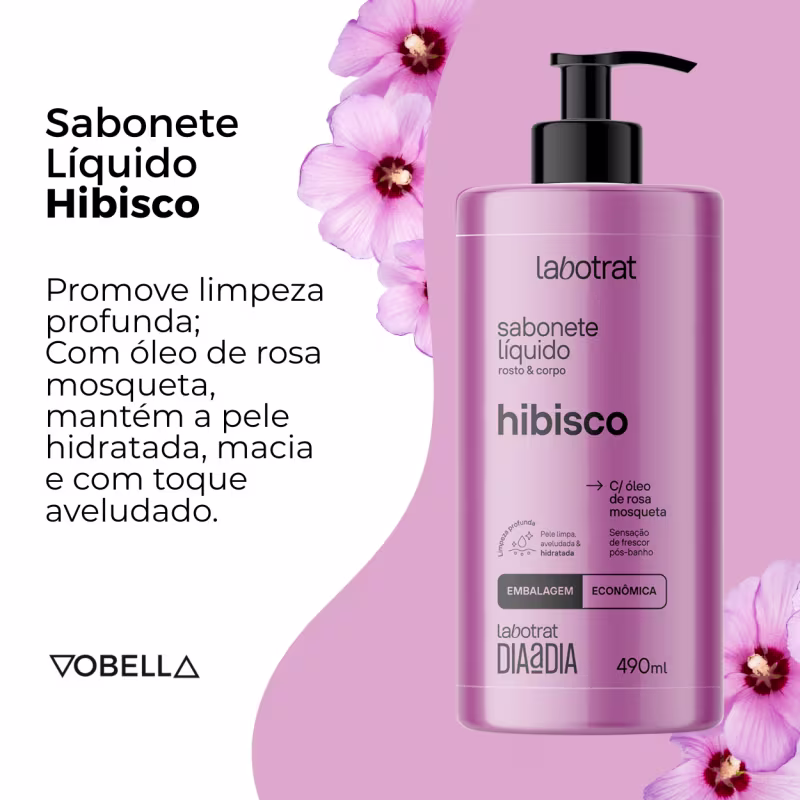 Sabonete Líquido Hibisco Rosto Corpo Hidrata Labotrat 490ml