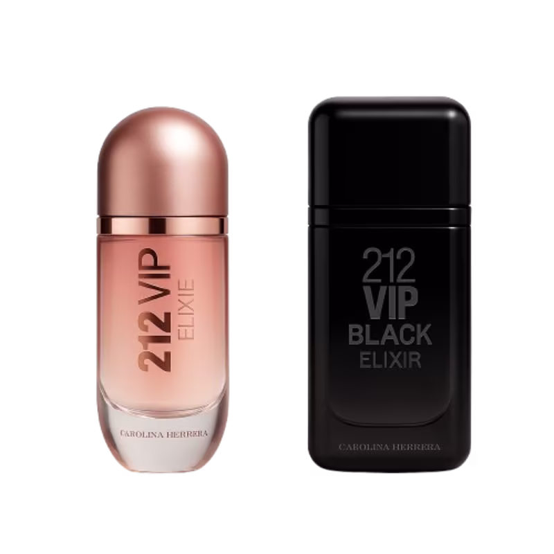 Combo Casal 212 Vip – Perfume 212 Vip Rose Elixir 30ml + Perfume 212 Vip Black Elixir 50ml
