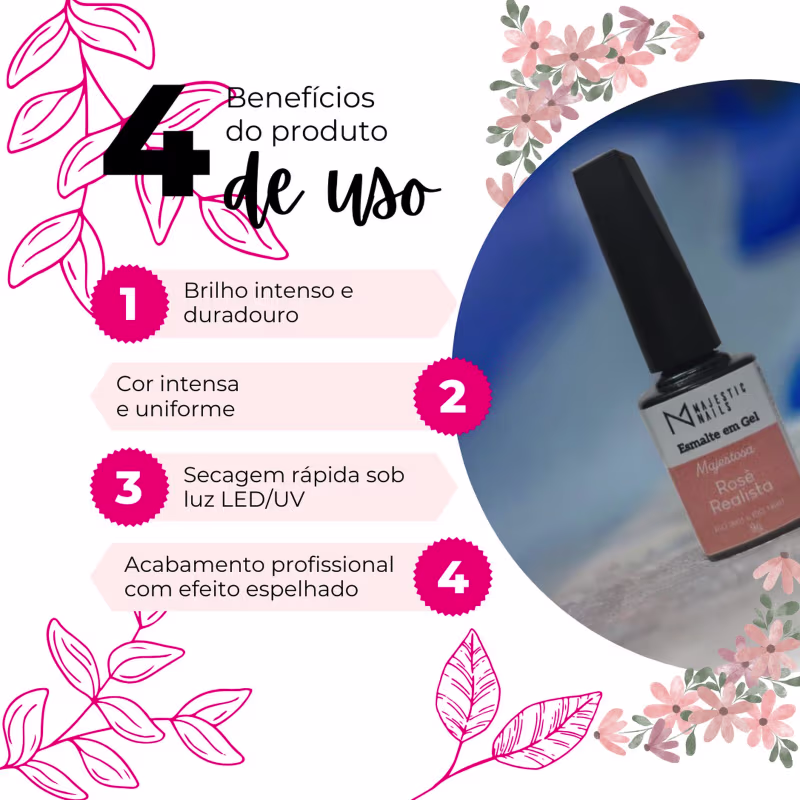 Esmalte Em Gel Unha Majestosa Majestic Nails Rosê Realista9g