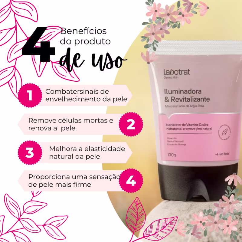 Kit Labotrat Clareador Axila Virilha Rosto Argila Rosa 130g