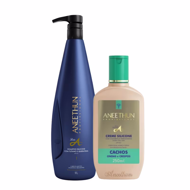 Kit Aneethun Linha A Shampoo 1L + Creme de Silicone Cachos 250ml