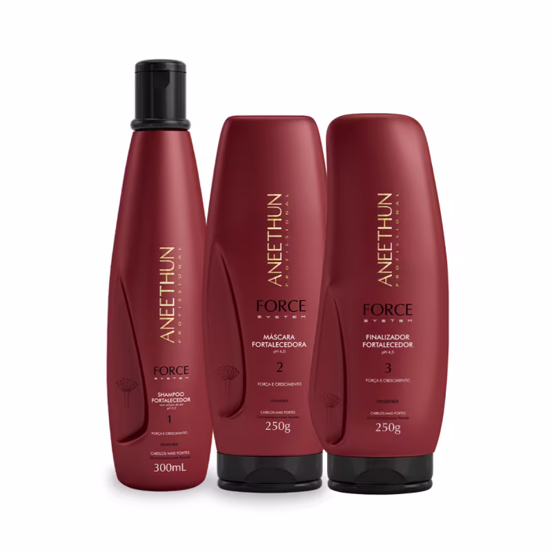 Kit Aneethun Force Shampoo 300ml + Máscara 250g + Finalizador 250g