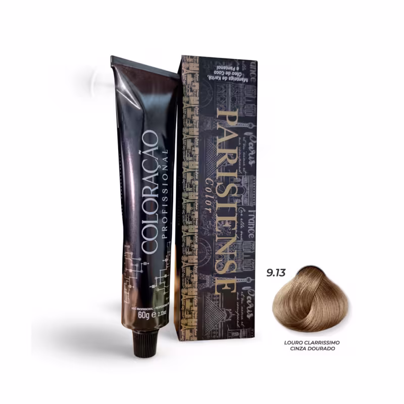 Coloração Permanente Color 9.13 Louro Claríssimo Cinza Dourado de Professional Paris Cosmetics Parisiense.