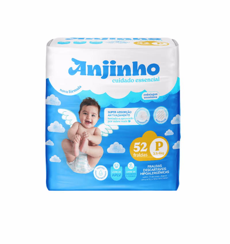 Anjinho Fralda Descartável Econômica P c/ 52un