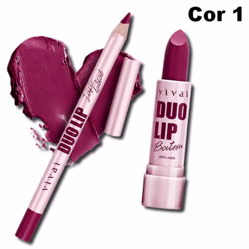 Duo Lip Lápis Labial e Batom Matte - Vivai COR 1