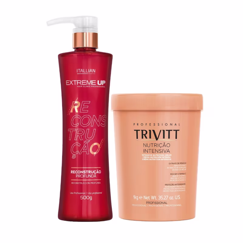 Kit Itallian Reconstrução Profunda Extreme Up 500g + Máscara Nutrição Trivitt 1kg