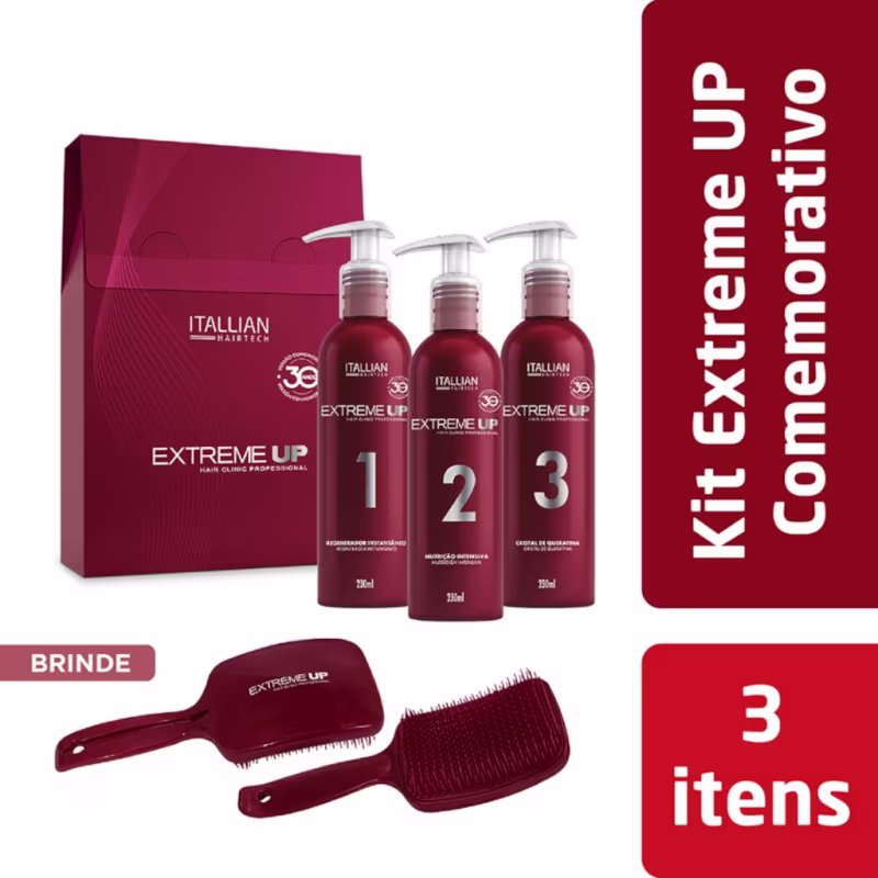 Kit Profissional Extreme Up Hair Clinic Reconstrutor Capilar (3 Itens) - Edição Comemorativa!