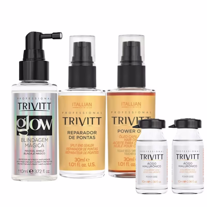 Kit Profissional Trivitt 15 Itens | Tratamento Completo, Reconstrução, Reparação e Blindagem Capilar