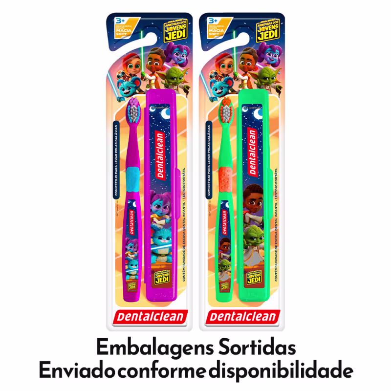 Kit Escova de Dente Infantil com Porta Escovas Escolar Star Wars Jovens Jedi Dentalclean