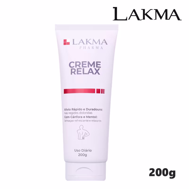 Creme Relax Para Alívio de Dores Muscular Costas Cânfora e Mentol Lakma 200g