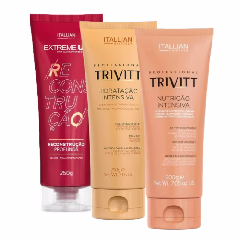 Kit Profissional Itallian Extreme Up + Trivitt | Tratamento Capilar Intensivo (3 Máscaras)