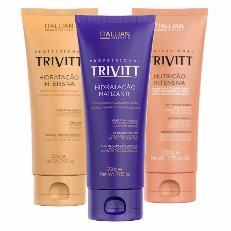 Kit Trivitt 3 Máscaras Capilares Hidratação Intensiva, Nutrição Intensiva e Hidratação Matizante