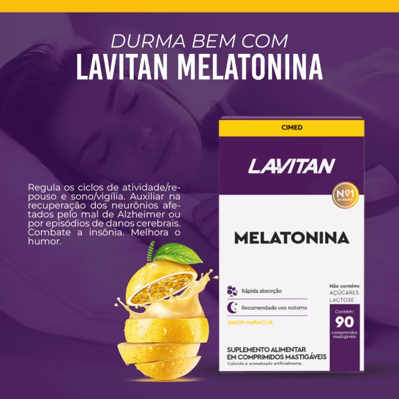 Lavitan Melatonina 0,21 mg  90 cpr Mastigavel Sabor Maracuja