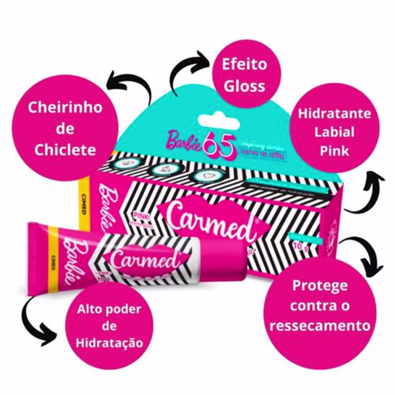 Hidratante Labial Carmed Barbie Pink Efeito Gloss10g