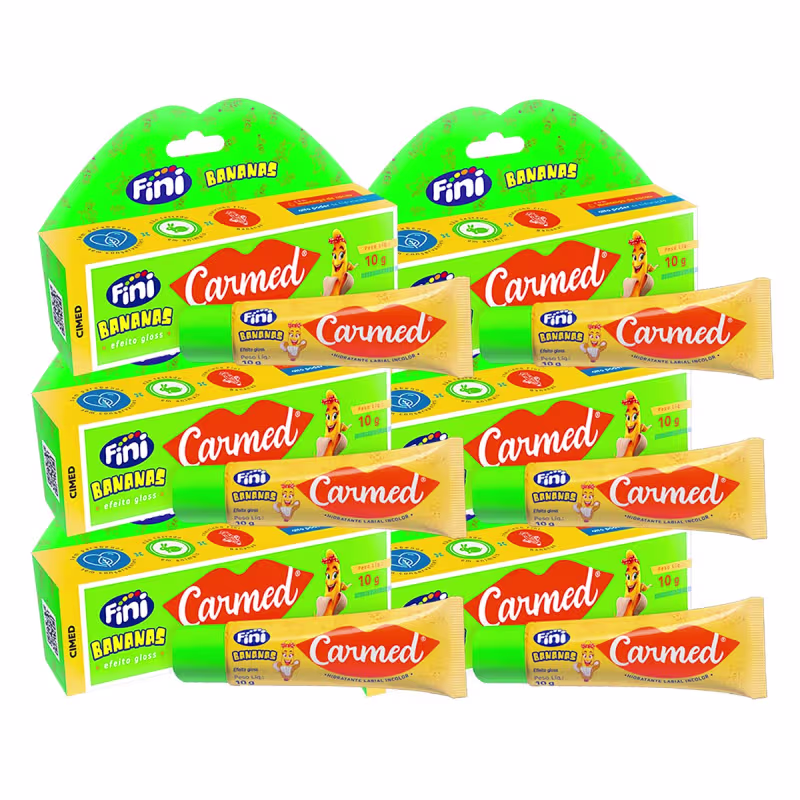 Kit 6 Unidades Hidratante Labial Carmed Fini Bananas Efeito Gloss 10g