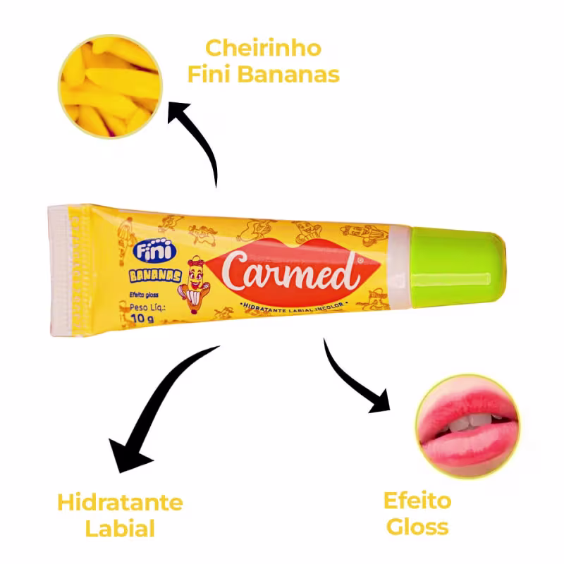 Kit 6 Unidades Hidratante Labial Carmed Fini Bananas Efeito Gloss 10g
