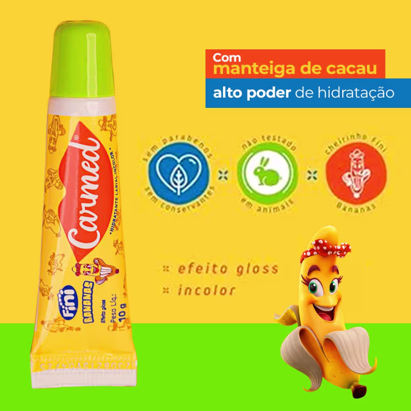 Kit 6 Unidades Hidratante Labial Carmed Fini Bananas Efeito Gloss 10g