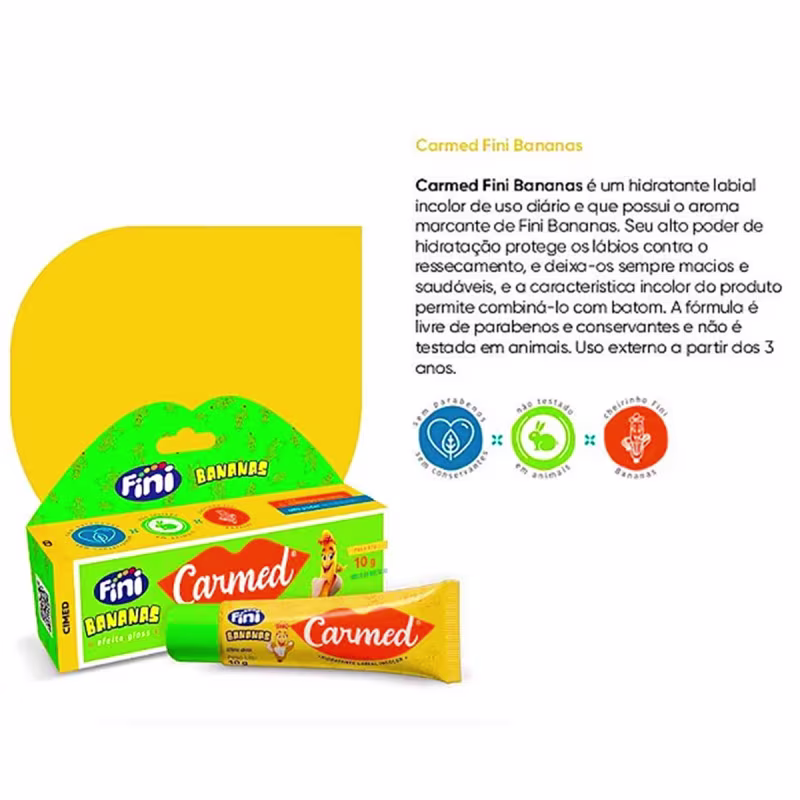 Kit 6 Unidades Hidratante Labial Carmed Fini Bananas Efeito Gloss 10g