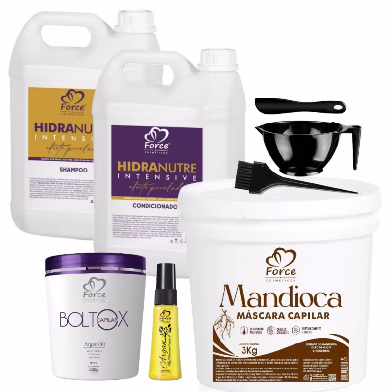 Kit Profissional Hidranutre Mandioca 5L/3KG - Alinhamento, Hidratação e Brilho